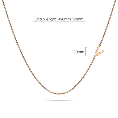 Bold Alphabet Letter Initial Charm Necklace in Rose Gold Tone